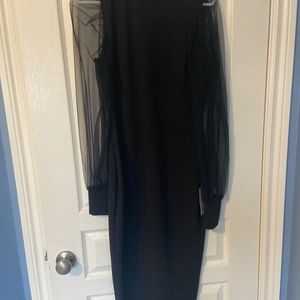 Black crepe dress with chiffon arms